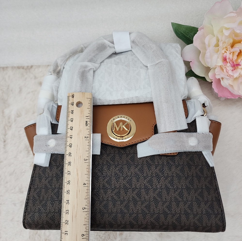 ❤️NEW MICHAEL MICHAEL KORSCarmen Small Logo and Leather Belted Satchel - Picture 8 of 13